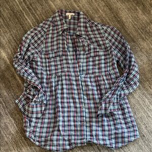 Joie Multicolor Plaid Shirt button up floaty and relaxed, super thin fits great